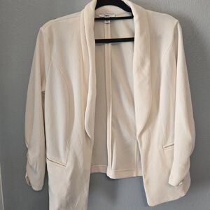 Bar III Cream Open-Front Draped Blazer